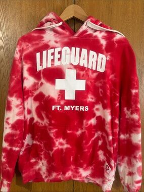 Lifeguard Ft. Myers Red Tie-Dye Hoodie Sweatshirt